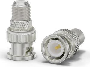 RF (F81) and BNC Coaxial Adapter - BNC Male to Female F81 (F-Pin) Connector, Adapter, Coupler, and Converter - for RG11, RG6, RG59, RG58, SDI, HD SDI, CCTV - 100 Pack