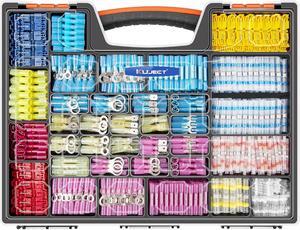 Ultimate Heat Shrink Wire Connectors, 1500PCS Waterproof Electrical Spade Connectors kit, Insulated Crimp Ring Fork Spade Terminal T-Tap Solder Butt Splice Connectors for Marine Boat Truck