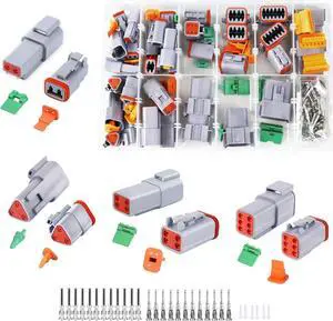 236PCS 5 Set Deutsch DT Connector Kit, 2 3 4 6 Pin Gray Waterproof Electrical Connector with Solid Contact and Seal Plug for Truck, Boat, Off-Road Vehicles, Agriculture, Marine, Motorcycle Wiring.