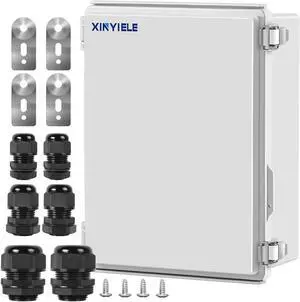 Waterproof Outdoor Project ABS Plastic Junction Box IP67 Weatherproof Dustproof Enclosure with Hinged Cover, Mounting Plate,Wall Brackets for Power Project (Grey,13.8"x9.8"x5.9")