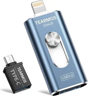 256GB Photo Stick USB Memory Phone Flash Drive, External Memory Thumb Storage for Photo and Video Backup, Compatible with iPhone iPad Android PC (Light Blue)