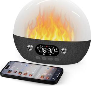 RestOnn Sunrise Alarm Clock Sunset Sound Machine 7-Day Programmable Loud Dual Alarm Clock, White Noise Natural Sounds for Sleeping Bluetooth Speaker Amber Night Light, Smart App Control, White