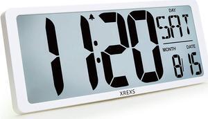 Large Digital Wall Clock with Backlight, 16.9 Inch Jumbo LCD Screen with Time/Calendar/Temperature Display, Alarm Clocks for Bedroom Home Decor, Count Up & Down Timer (Batteries Included)