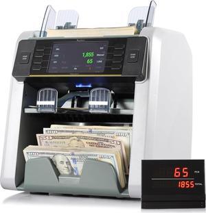 Signature Bank-Grade Money Counter Machine Mixed Denomination | 2-Pocket Cash Counter Machine, Currency Discriminator | 3-Year Manufacturer's Warranty | 2 CIS UV/MG IR/MT SN/DV IRT