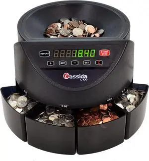 C100 Electronic Coin Sorter/Counter, Countable coins 1¢, 5¢, 10¢, 25¢, 250 coins/min, 110 VAC