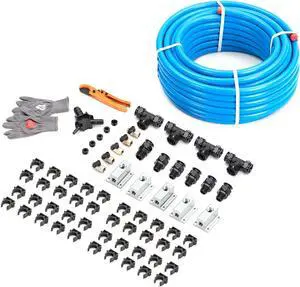 Performance Shop Air Line Kit 3/4" x 200ft 5-Ways Out HDPE Aluminum Air Compressor Piping for Garage LeakProof&Easy to Install Air Hose Kit Air Compressor Accessories 200PSI ASTM F1282