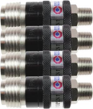 Pneumatics 155USE 5-in-1 Automatic Safety Exhaust Coupler, 1/4" Body Size, 3/8" Male NPT (4 Pack)