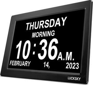 Digital Clock Large Display 10 Inch - 19 Alarm Clocks and Medical Reminders, 3 Display Modes with Large Font Numbers, 10-Level Dimming Display, Designed for Elderly