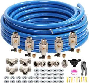 Compressed Air Line Kit,HDPE-Aluminum-HDPE Piping,Includes 2×Right Angle Fittings and 4×Tee Fittings,Leak Proof&Easy to Install Garage Air Line Kit,Shop Air Line Kit