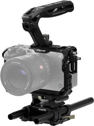 Camera Cage Basic Kit for FX3/FX30 V2 | Includes Cage, Top Handle, Baseplate & More | Top Plate NATO Rail, Cold Shoe, 1/4"-20 and 3/8"-16 | Thumb Screw Design | Black