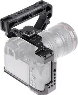 Z5 Z6 Z7 Cage, Hersmay Camera Cage with Top Handle for Nikon Z5/ Z6/ Z7/ Z6II/ Z7II Mirrorless Camera with Cold Shoe,ARRI Handle Locating Holes,Multiple 1/4" 3/8" Screw Holes