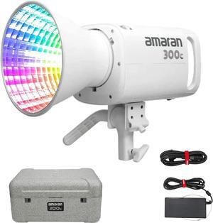 300c RGB COB Video Light Bowen Mount 2,500K to 7,500K CCT with G/M Adjustment 26,580 lux @ 1m with Hyper Reflector (White (300c))