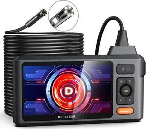 50FT Sewer Inspection Camera,DEPSTECH 1080P Dual Lens Endoscope Camera with Lights, 5" IPS Screen Borescope,Split Screen,IP67 Waterproof Snake Camera,7.9mm Scope Camera for Wall Drain Pipe Automotive