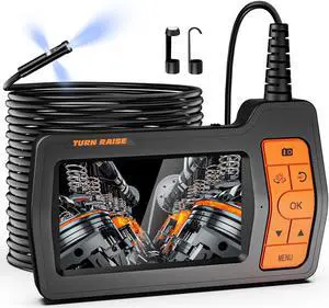 Lens Sewer Inspection Camera with 50FT Semi-Rigid Cable, 1080P HD Endoscope Camera with Light, 5" IPS Screen Industrial Borescope, IP67 Drain Pipe Camera Snake, 32G Storage Card, Carrying Case