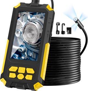 Endoscope Camera with Light 1080P - 32.8FT Flexible Camera Snake Semi-Rigid Cable, IP68 4.5" Sewer Inspection Camera with 32GB Card, Mens Gifts for Christmas, Cool Gadget Tool