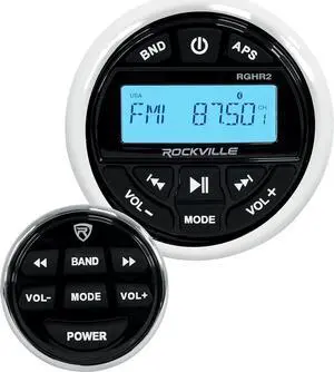 RGHR2 Marine Gauge Hole Receiver W Bluetooth USB, Radio + Wired Remote