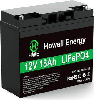 12V 18Ah Lithium Battery, 5000+ Cycles LiFePO4 Deep Cycle Battery for Solar System, Outdoor Camping, Power Wheels, Fish Finder, Kids Scooters, Built-in 20A BMS, Power Supply Output 256W