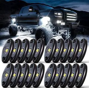 LED Rock Lights White 20PCS for Off Road Truck RZR Auto Car Boat ATV SUV Waterproof High Power Neon Trail Rig Lights Shockproof/Pack of 20,White
