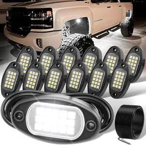 Rock Lights for Trucks(12 Pods White with 11yd Wire)