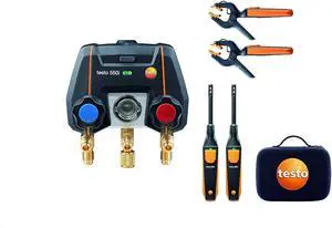 550i Kit I App Operated Digital Manifold, 2 x 605i Thermohygrometer and 2 x 115i Pipe Clamp Thermometer for air Conditioning, Refrigeration Systems and Heat Pumps  with Bluetooth