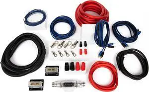 Dual 1/0 Gauge Amp Wiring Kit - Amp Kit with 4 Amplifier Installation Wiring True Spec and Soft Touch Wire - 4 Gauge Wire, 1/0 Gauge Amp Kit, Amplifier Wiring Kit, Sub Wiring Kit