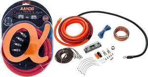 AAK0G Premium 0-Gauge Complete Car Amplifier Installation Kit Hyper-Flex Power, Ground, Speaker Wire RCA Cable - Exceeds AWG (American Wire Gauge) Standard Element Certified Amp Install Kit