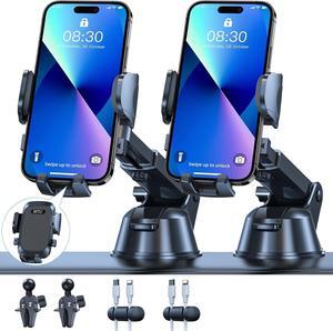 Car Phone Holder80+LBS Strongest Suction & Military-Grade Universal Cell Phone Holder Truck Car Mount for Dashboard Windshield Air Vent for iPhone 16 Pro Max 15  2pcs,Black