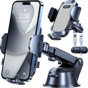 Car Phone Holder2024 stronger Suction & Clip Universal Cell Phone Holder for Car Mount for Dashboard Windshield Air Vent for iPhone 15 14 13 Pro Max ,Grey