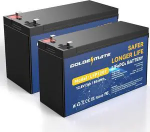 12V 7Ah Lithium LiFePO4 Battery (2 Pack), 5000+ Cycles Lithium Iron Phosphate Rechargeable Battery, Built-in 15A BMS, Perfect for Fish Finder, Small Solar, Camping, Lighting, Power Wheels