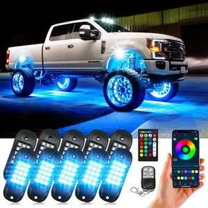 LED Rock Lights for Trucks, UTV, SUV & ATV - 10 Pods RGB Underglow Kit with App Control, Flashing Music Mode