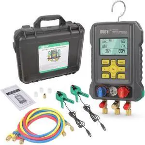 Digital Manifold Gauge For 93 Refrigerant Digital Manifold Gauge Set HVAC pressure&Temp Test Air Conditioning Tools & Equipment Supercooling/Superheating Test HVAC Digital Gauges with 3.5"LCD Display