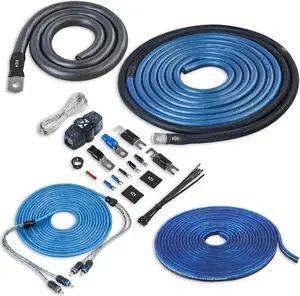True 1/0 Gauge AWG 100% OFC Complete Amplifier Wiring Kit with 2-Channel RCA Cable - XKIT02