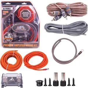 Audio Premium Series 4-Gauge Amp Kit - 2000W Max Power, Copper Clad Aluminum Wire, Triple-Shielded RCA Cables, High-Power Capacity, Mini-ANL Fuse Holder, Car Amplifier Install Kit - EA-PRMK2