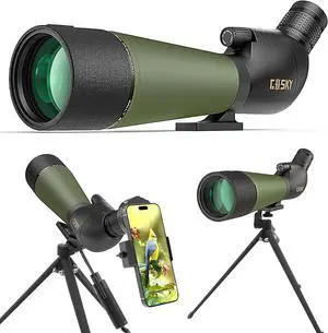 Updated 20-60x80 Spotting Scopes with Tripod, Carrying Bag and Quick Phone Holder - BAK4 High Definition Waterproof Spotter Scope for Bird Watching Wildlife Scenery1,Green