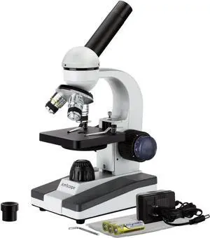 M150 Series Portable LED Monocular Student Compound Microscope - 40X-1000X Magnification - Microscope Kit Includes Dust Cover, 2 Clips & 2 Eyepieces
