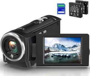 Camcorder Video Camera QHD 2.7K 50MP 16X Digital Zoom Vlogging Camera with LED Fill Light for YouTube, 2.8 Inch 270 Degree Rotation LCD Screen Camcorder with 32GB SD Card and Two Batteries
