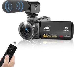 4K Video Camera Camcorder with Microphone, 56MP 18X Digital Zoom 3.0" IPS Touch Screen Handheld Digital Camcorder, 270° Rotation IR Night Vision Vlogging Camera for YouTube
