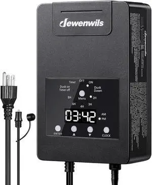 120W Low Voltage Transformer with Photocell Sensor & Timer, 120V AC to 12V DC, Weatherproof Landscape Lighting Transformer for Spotlights, Garden Lights, Steplight, Billboard