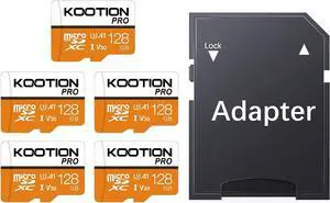 5 Pack Micro SD Cards 128GB, U3 microSDXC Flash Memory Card for 4K Video Recording, A1, V30, Full HD, C10 TF Card with Adapter