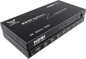 8 Port HDMI Splitter - Ultra HD 4K HDMI Splitter 1 in 8 Out, HDMI 2.0, HDCP 2.0, EDID, 18 Gbps 4K@60Hz 8 Way Outputs, Auto Scaling, 3D Audio Video Sync, Extra Long Distance (1x8)