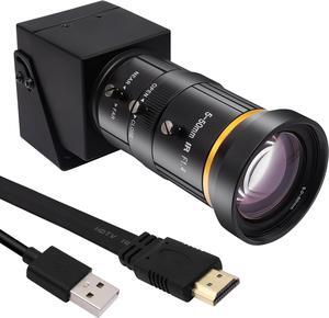 Camera 4K USB Camera HD Streaming Webcam with 5-50mm Telephoto Zoom Manual Lens Industrial Camera CS Mount 10X Optical Zoom Camera for PC Computer,Laptop,Monitor,TV