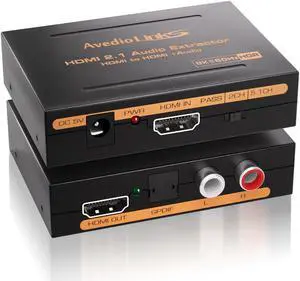 8K@60Hz HDMI Audio Extractor Converter, HDMI to HDMI + Audio (SPDIF + L/R Stereo), HDMI Video Audio Splitter Embedder Adapter for Fire Stick, Xbox, Support 3D, HDCP 2.2, 18Gpbs (8K 60Hz)