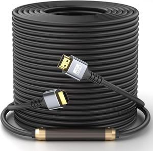 4k Hdmi Cable 100ft High Speed HDMI 2.0 Cable Signal Booster Extender 4K@60Hz 18gbps Gold Plated Connector 3D ARC Ethernet HDMI Cord for HDTV Monitor Laptop Roku TV Xbox PS3/PS4(Silvery)