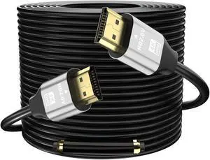 4K Hdmi Cable 100FT, High Speed Hdmi 2.0 Cable 4K@60Hz 2K@120Hz, Gold-Plated Connector 3D ARC HDCP 2.2 &2.3 for HDTV/Blu Ray Playback/Projectors/Laptops/PS4/PS5(Silver)
