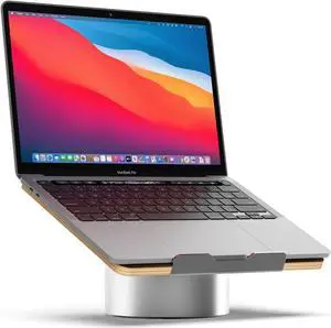 Laptop Stand for Desk  Laptop Riser for Desk in Space Gray Aluminum Compatible with MacBook Stand, Maple Wood Laptop Stand, Ergonomic Laptop Holder, Computer Stand for Laptop