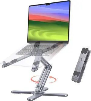 360° Rotating Laptop Stand Riser for Desk, Ergonomic Foldable Computer Stand Adjustable Height Angles for Collaborative Work, Easy Storage Fit Macbooks,All Laptops up to 16 inches, Space Grey