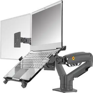 NB North Bayou Laptop Mount with Adjustable Tray for 10-17Notebook, Full Motion Arm with VESA Plate for 17-30Monitor,Clamp-on Grommet Mounting F160-FP (Black)