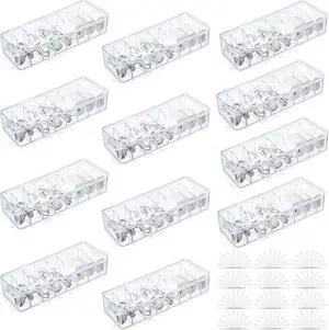 12 Pcs Cable Organizer with 120 Wire Ties, Clear Plastic Cord Storage Box with Lid, Electronics Charger Organizer for Home Office Desk Organizers and Accessories