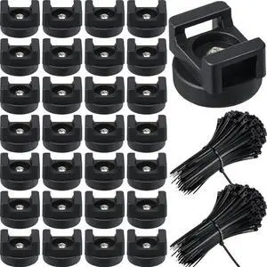 Magnetic Zip Tie Mount Multipurpose Cable Holder Magnets Magnetic Wire Management Bases with Heavy Duty Zip, Mount Nylon Cable Ties in Total(250 Pieces,22 mm)