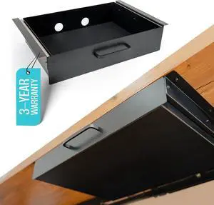 Carbon Steel Underdesk Drawer Slide Out, 17.7 x 12 x 4 in, Matte Black - Premium Quality, Ergonomic Organization, Cable Management, Versatile Sizes, Luxe Extras